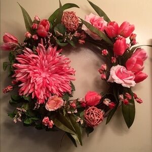 New Pink Spring Year Round Floral Door Wall Wreath